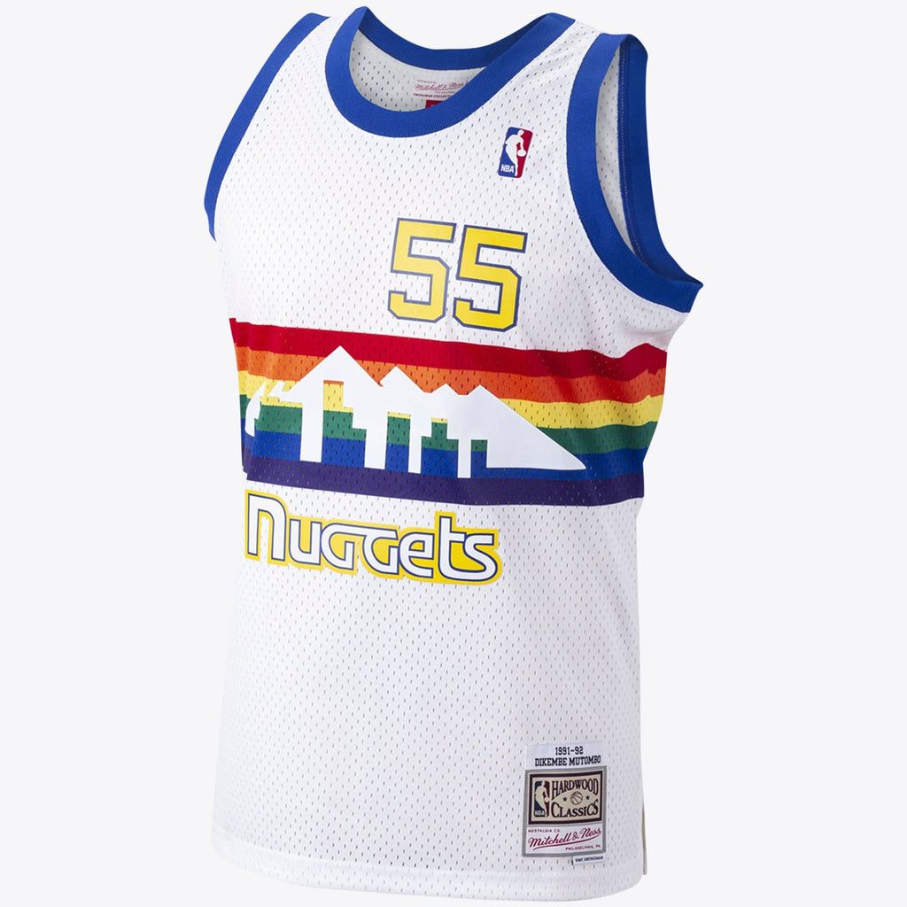 Denver Nuggets NBA Dikembe Mutombo 1991 Hardwood Classics Home Swingman Jersey By Mitchell & Ness - White - Men's
