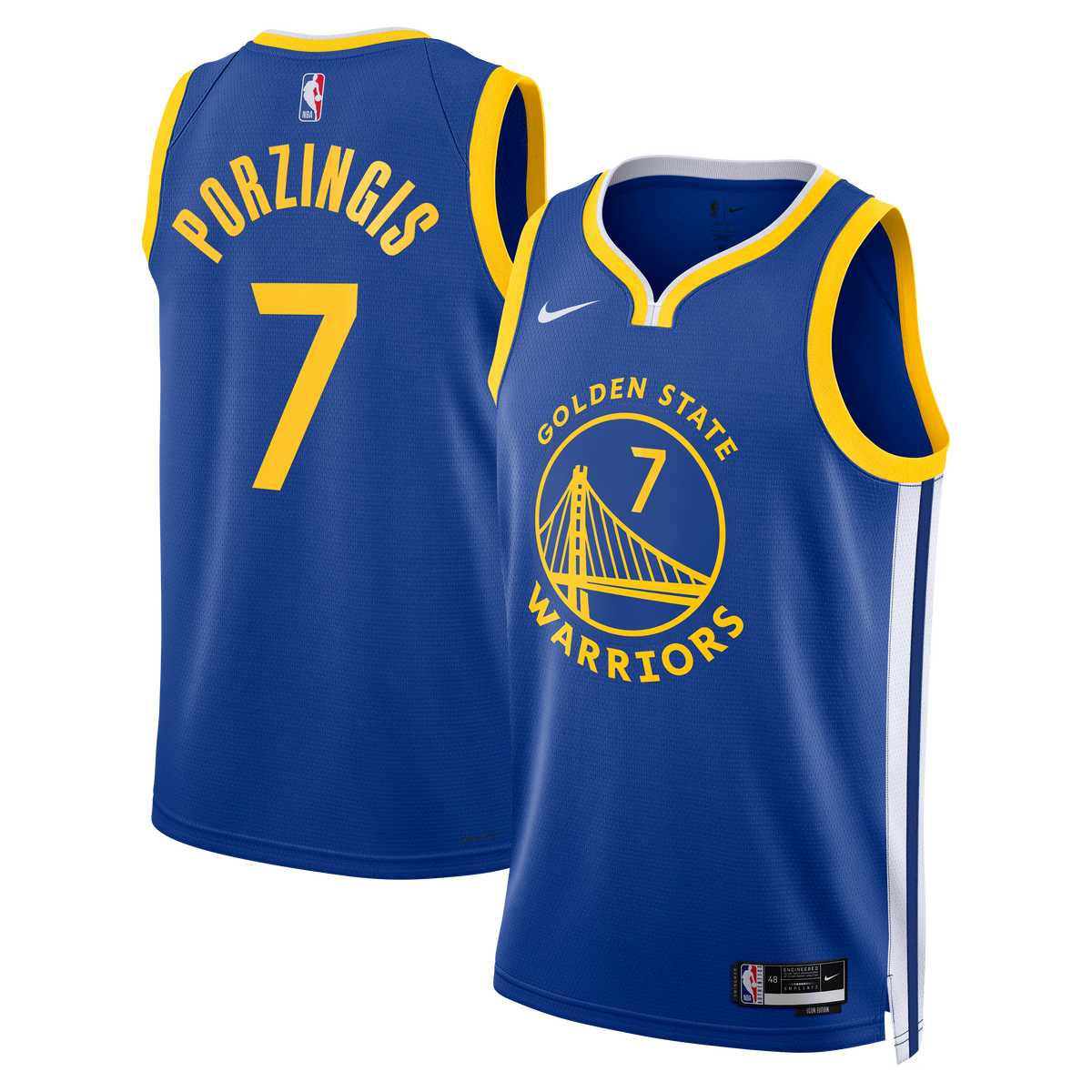 Golden State Warriors NBA Nike Icon Edition Swingman Jersey - Royal - Kristaps Porziņģis - Unisex