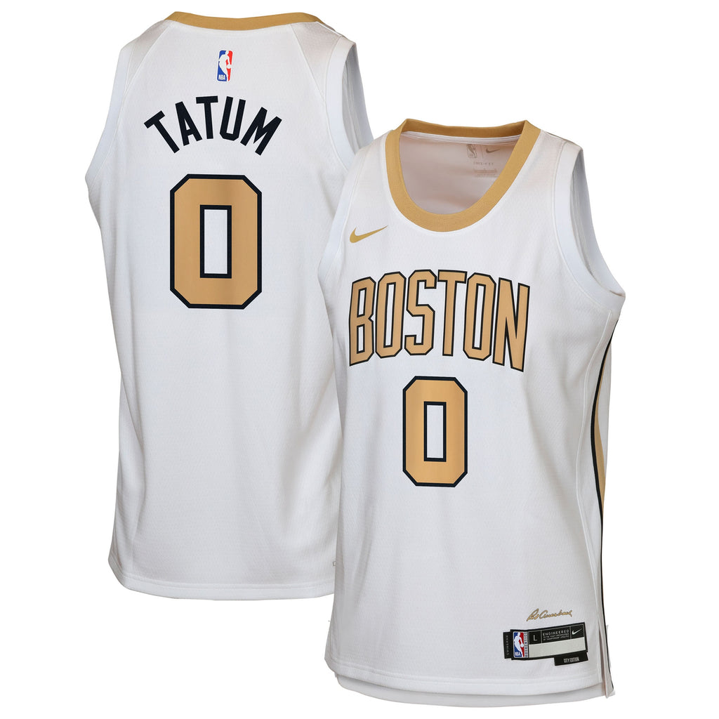 Boston Celtics NBA Nike 2025/26 City Edition Swingman Jersey - White - Jayson Tatum - Youth