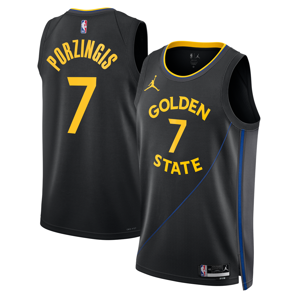 Golden State Warriors NBA Jordan Brand 2024/25 Statement Edition Swingman Jersey - Black - Kristaps Porziņģis - Unisex