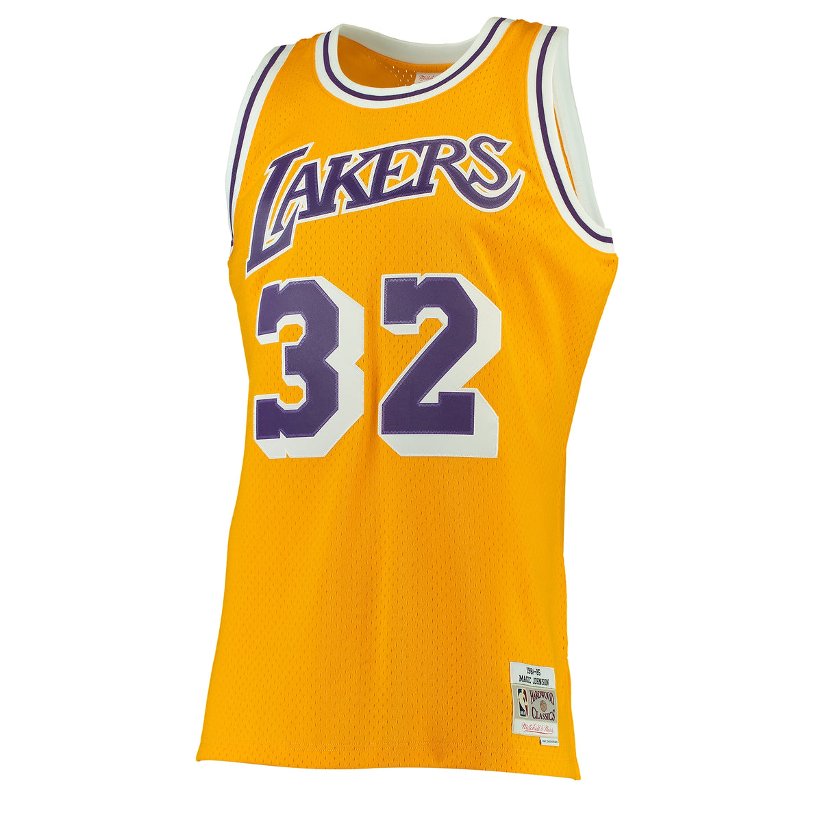 Los Angeles Lakers NBA Men's Mitchell & Ness Magic Johnson Gold 1984-85 Hardwood Classics Swingman Jersey