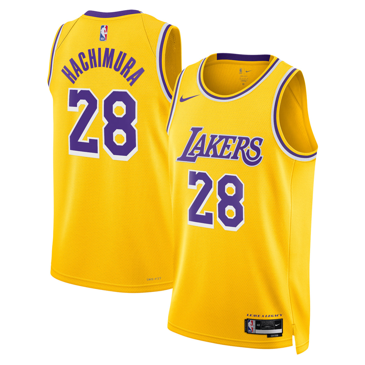 Los Angeles Lakers NBA Nike Icon Edition Swingman Jersey - Gold - Rui Hachimura - Unisex