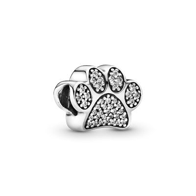 PANDORA Paw Silver Charm With Cubic Zirconia Charms Bracelet Charm Jewelry Gift