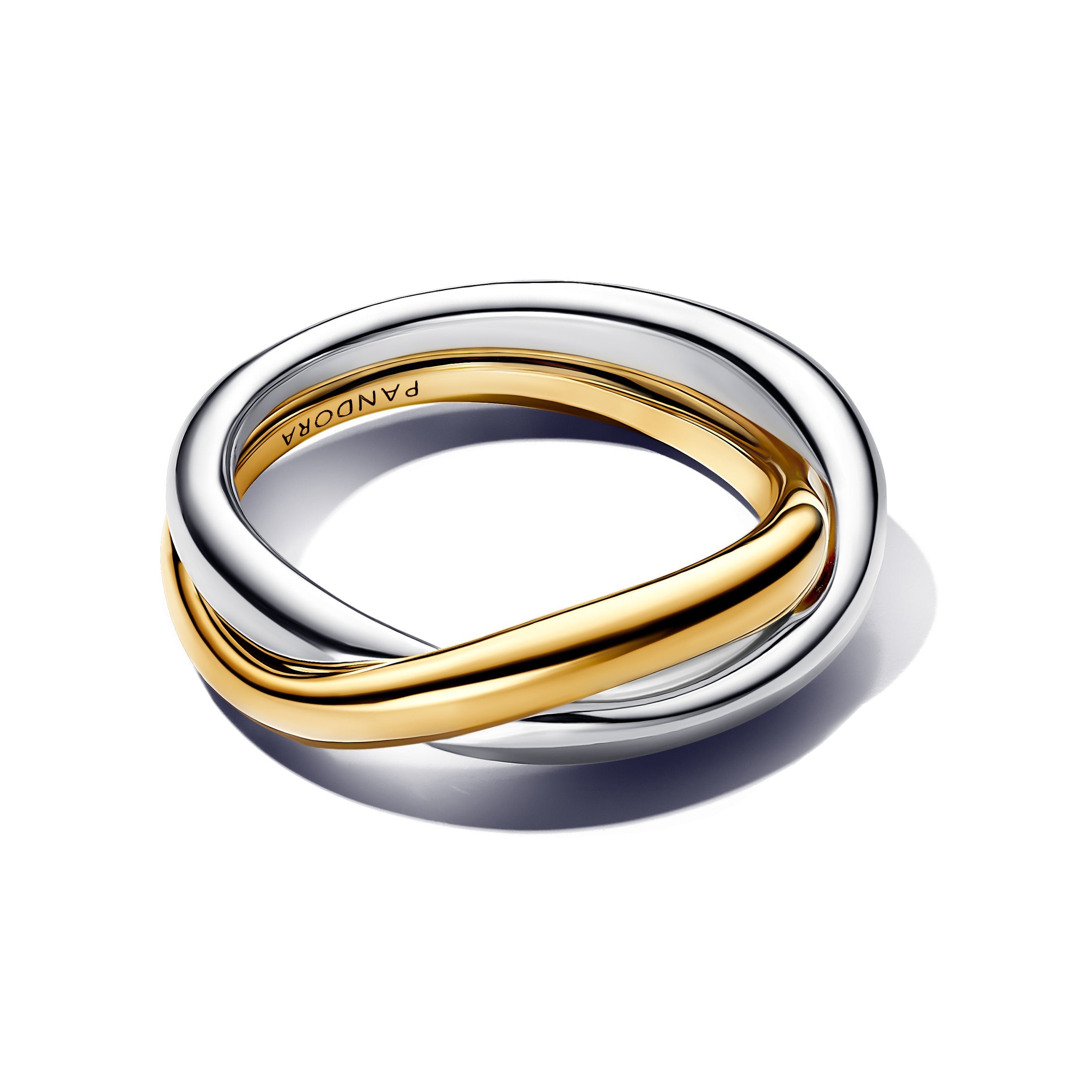 PANDORA Two-tone Entwined Bands Ring 14K Gold Plated Unique Metal Blend Rings Statement Ring Jewelry Gift