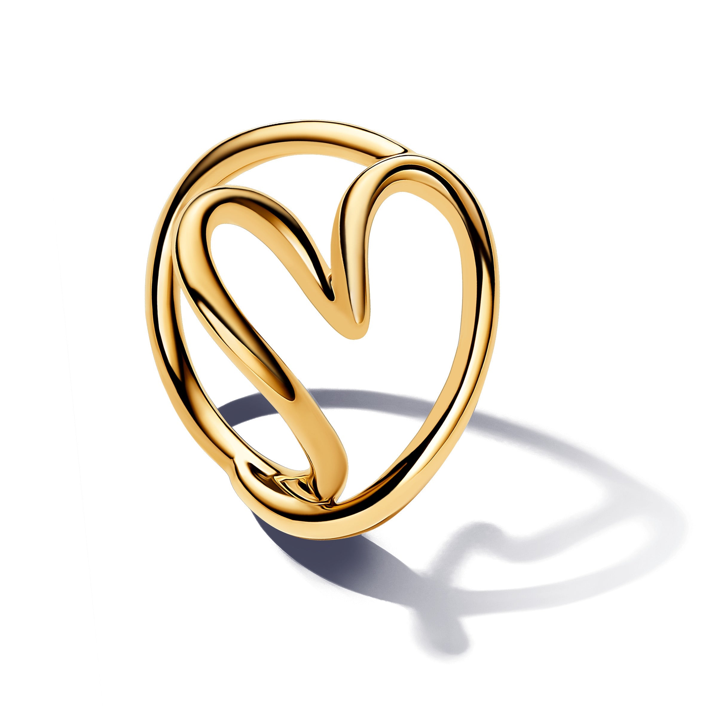PANDORA Organically Shaped Heart Ring 14K Gold Plated Unique Metal Blend Rings Statement Ring Jewelry Gift