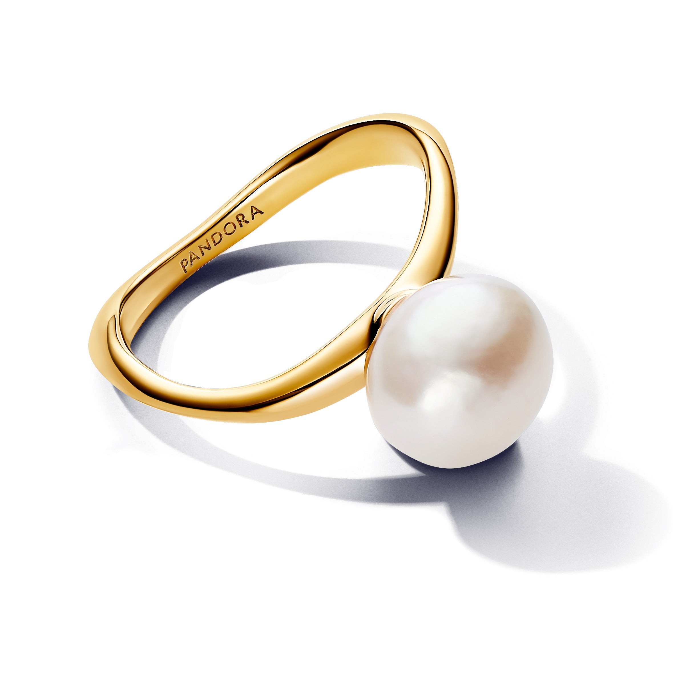 PANDORA Baroque Treated Freshwater Cultured Pearl Ring 14K Gold Plated Unique Metal Blend Rings Statement Ring Jewelry Gift