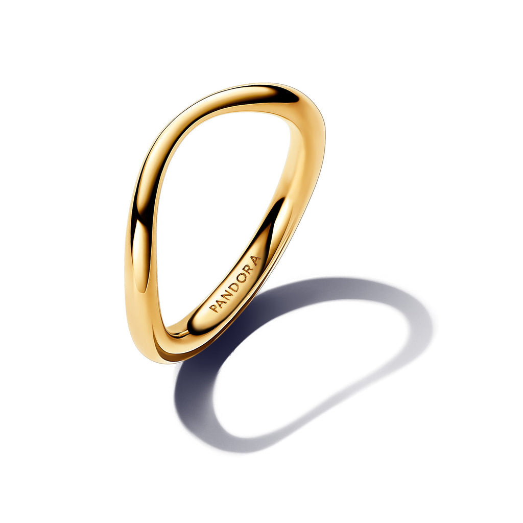 PANDORA Organically Shaped Band Ring 14K Gold Plated Unique Metal Blend Rings Statement Ring Jewelry Gift