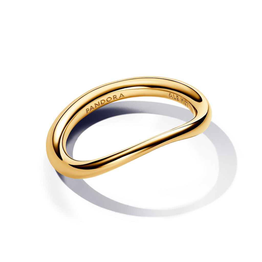 PANDORA Organically Shaped Band Ring 14K Gold Plated Unique Metal Blend Rings Statement Ring Jewelry Gift