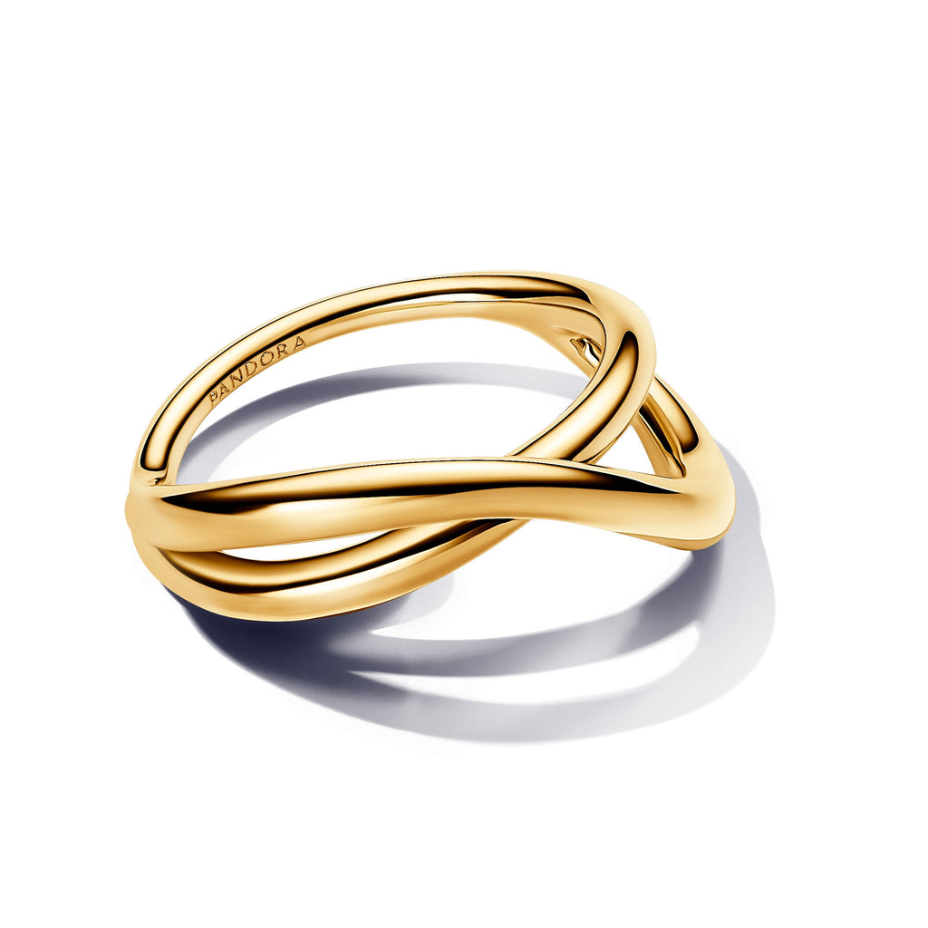 PANDORA Organically Shaped Infinity Ring 14K Gold Plated Unique Metal Blend Rings Statement Ring Jewelry Gift