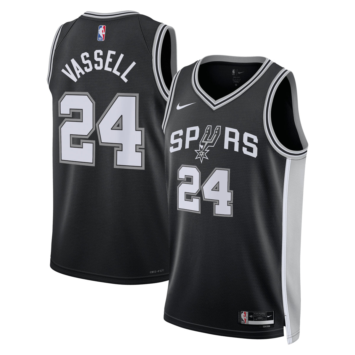 San Antonio Spurs NBA Nike Icon Edition Swingman Jersey - Black - Devin Vassell - Unisex