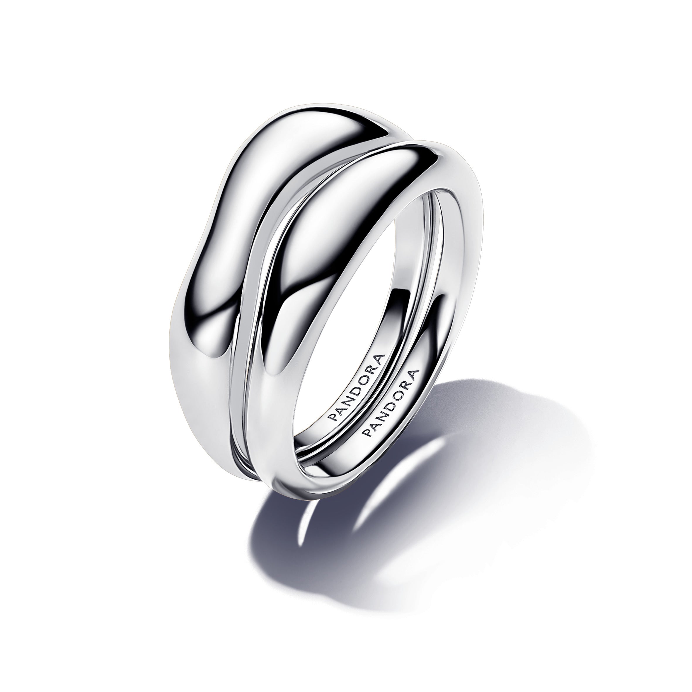 PANDORA Organically Shaped Stacking Rings Sterling Silver Statement Ring Jewelry Gift