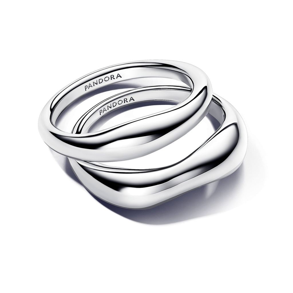 PANDORA Organically Shaped Stacking Rings Sterling Silver Statement Ring Jewelry Gift
