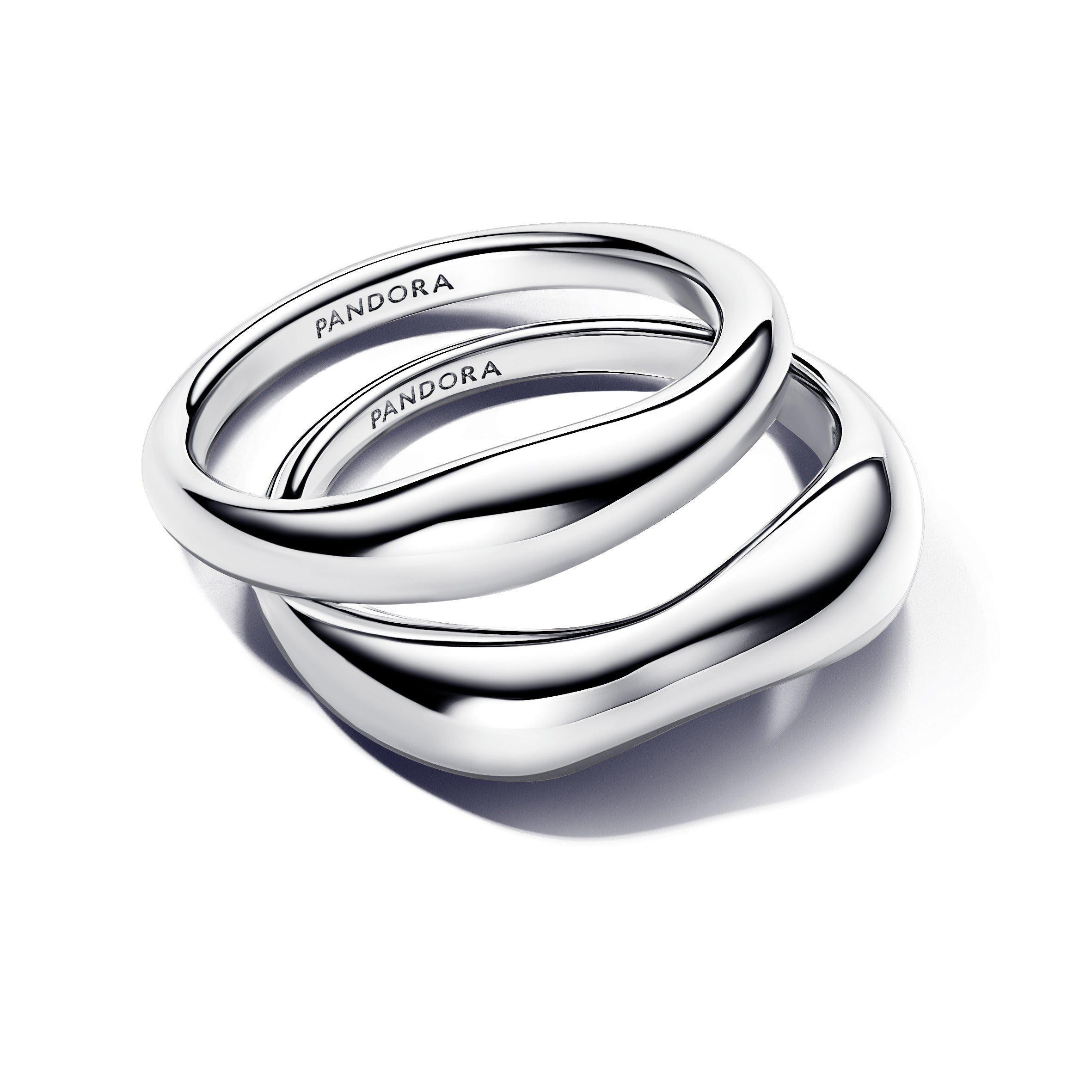 PANDORA Organically Shaped Stacking Rings Sterling Silver Statement Ring Jewelry Gift