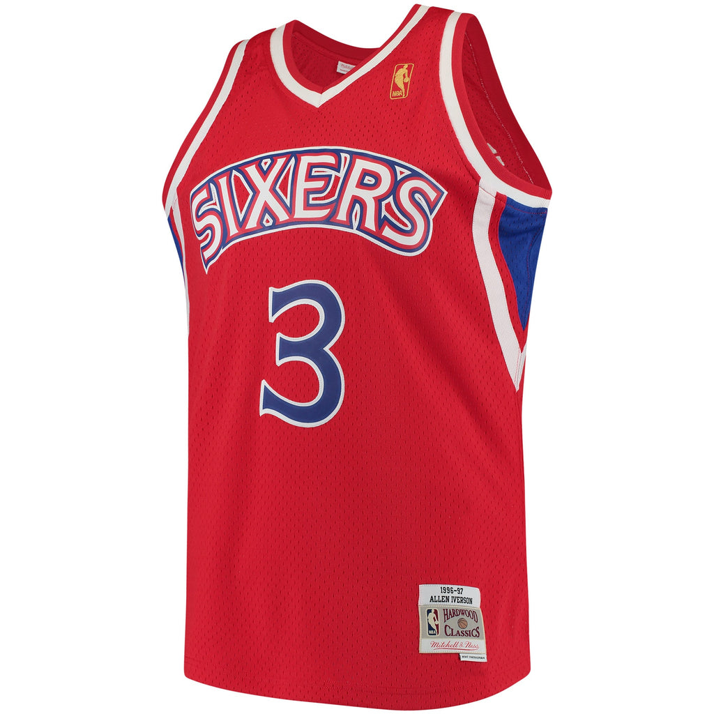Philadelphia 76ers NBA Men's Mitchell & Ness Allen Iverson Red 1996-97 Hardwood Classics Swingman Jersey