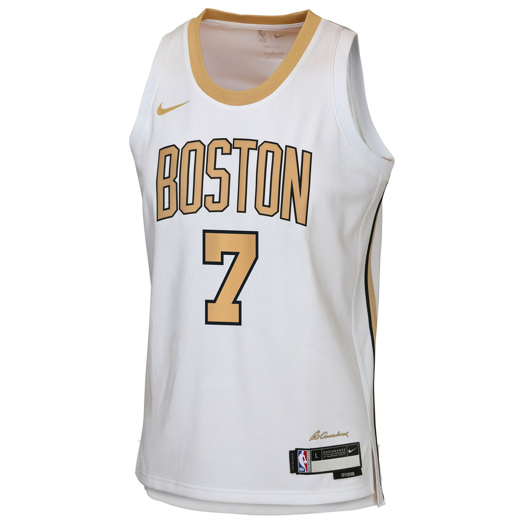 Boston Celtics NBA Nike 2025/26 City Edition Swingman Jersey - White - Jaylen Brown - Youth