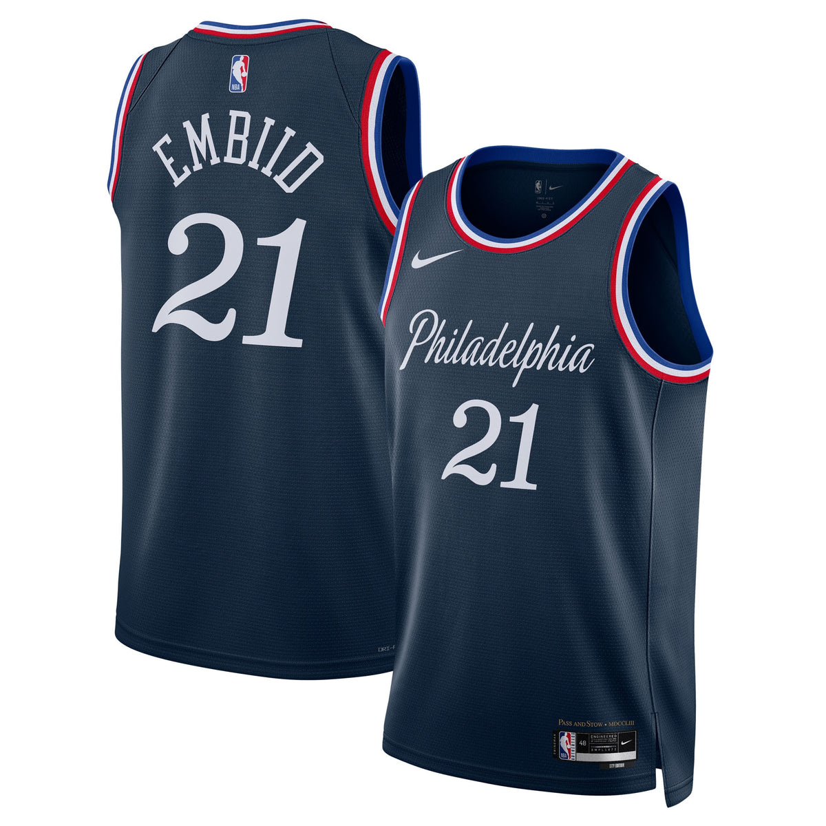 Philadelphia 76ers NBA Nike 2025/26 City Edition Swingman Jersey - Navy - Joel Embiid - Unisex