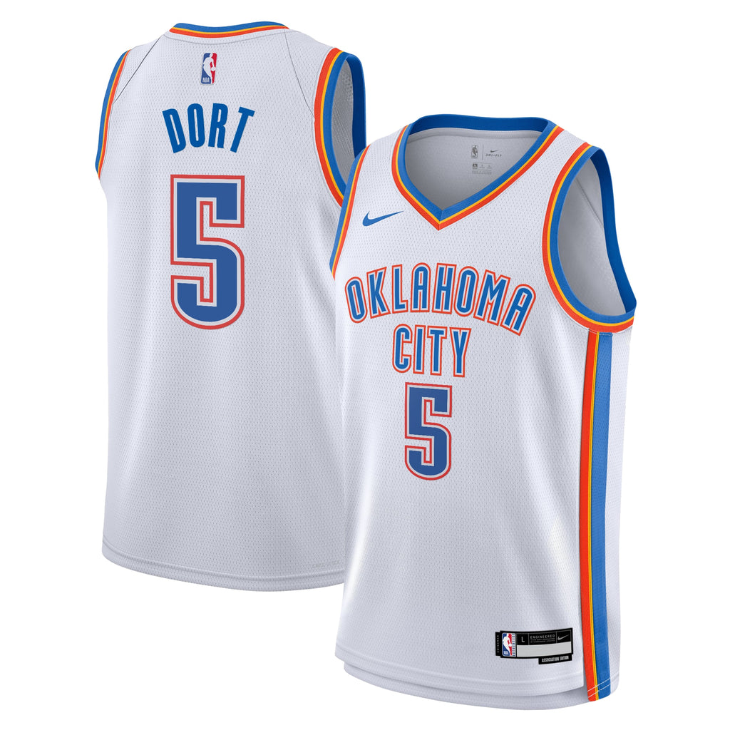 Oklahoma City Thunder NBA Nike Association Edition Swingman Jersey - White - Luguentz Dort - Youth