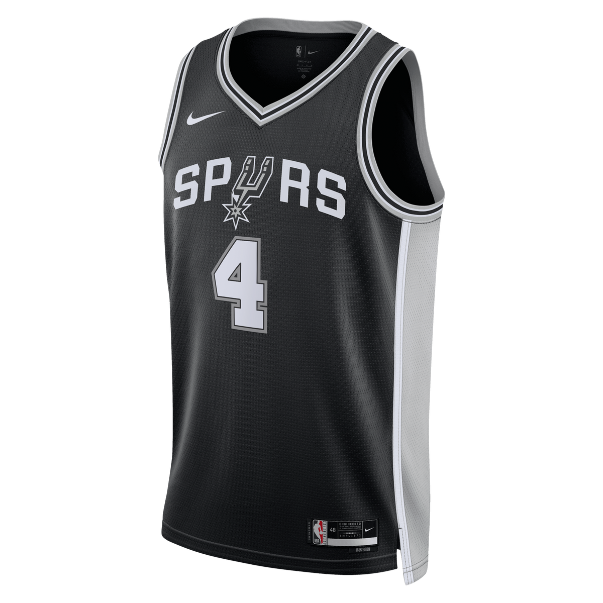 San Antonio Spurs NBA Nike Icon Edition Swingman Jersey - Black - De'Aaron Fox - Unisex