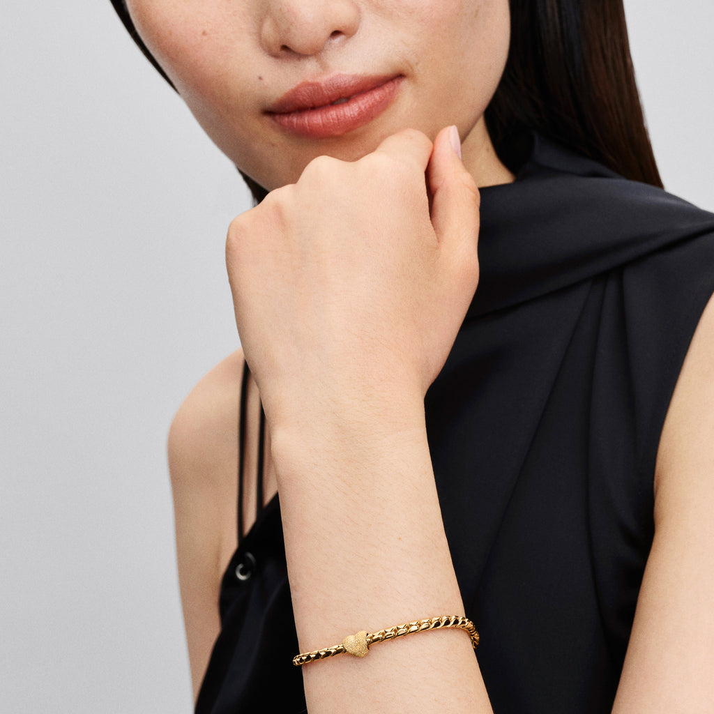 PANDORA Textured Heart Mini Charm 14K Gold Plated Unique Metal Blend Be Love Charms Bracelet Charm Jewelry Gift