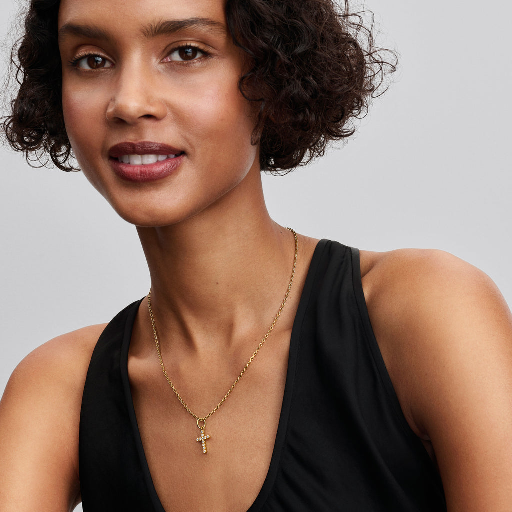PANDORA Cross Dangle Charm 14K Gold Plated Unique Metal Blend Symbols Charms Bracelet Charm Jewelry Gift