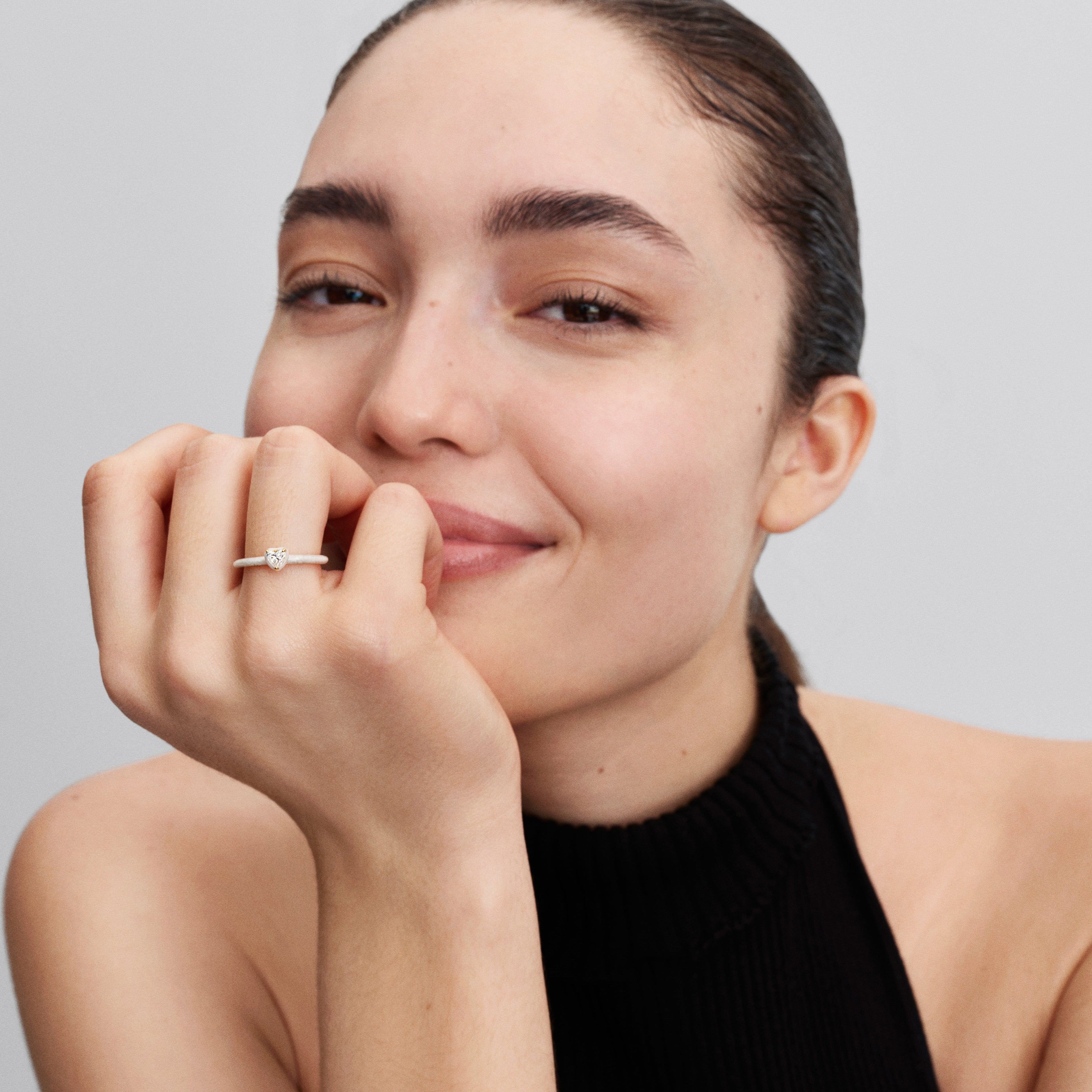 PANDORA White Chakra Heart Ring 14K Gold Plated Unique Metal Blend Rings Statement Ring Jewelry Gift