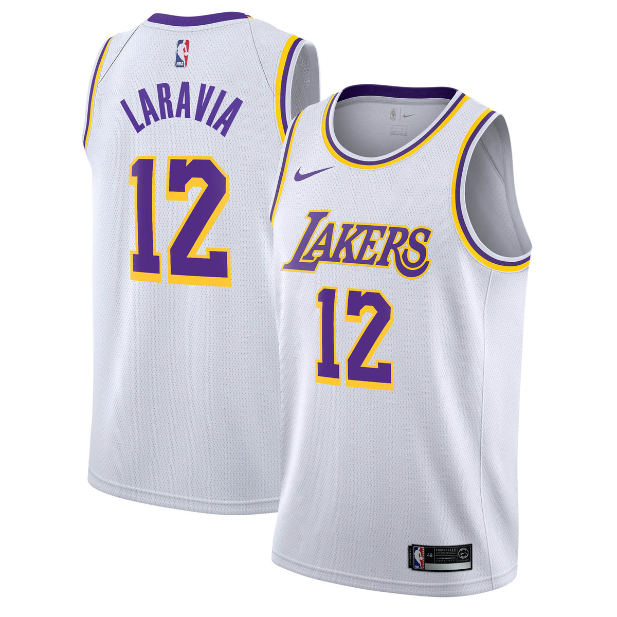 Los Angeles Lakers NBA Nike Association Edition Swingman Jersey - White - Jake LaRavia - Youth