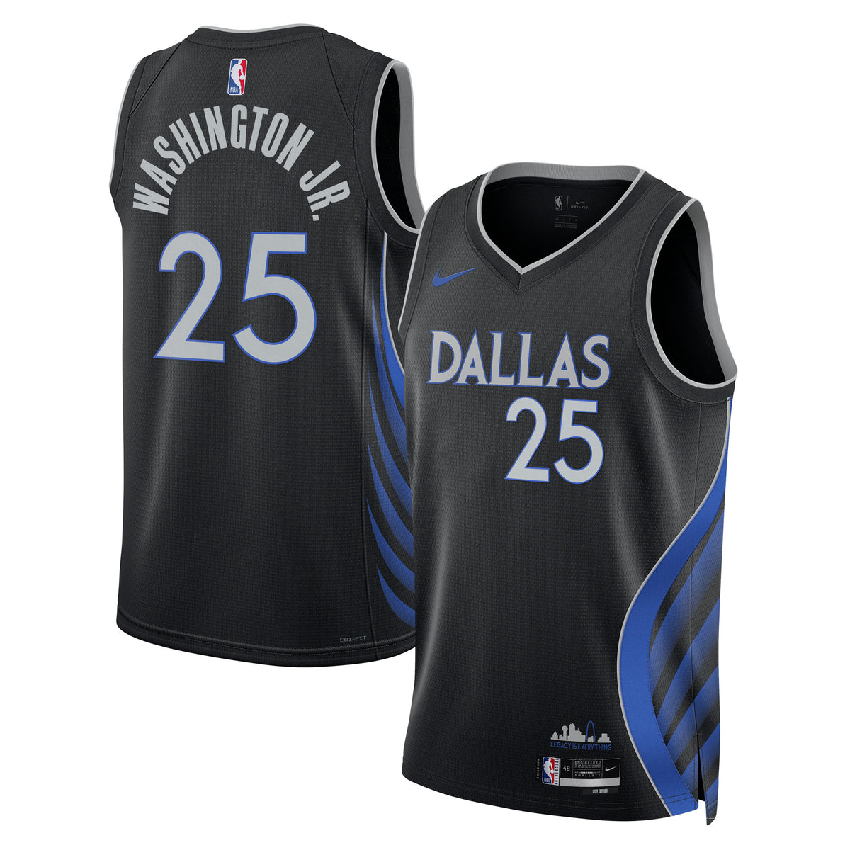 Dallas Mavericks NBA Nike 2025/26 City Edition Swingman Jersey - Black - P.J. Washington Jr. - Unisex