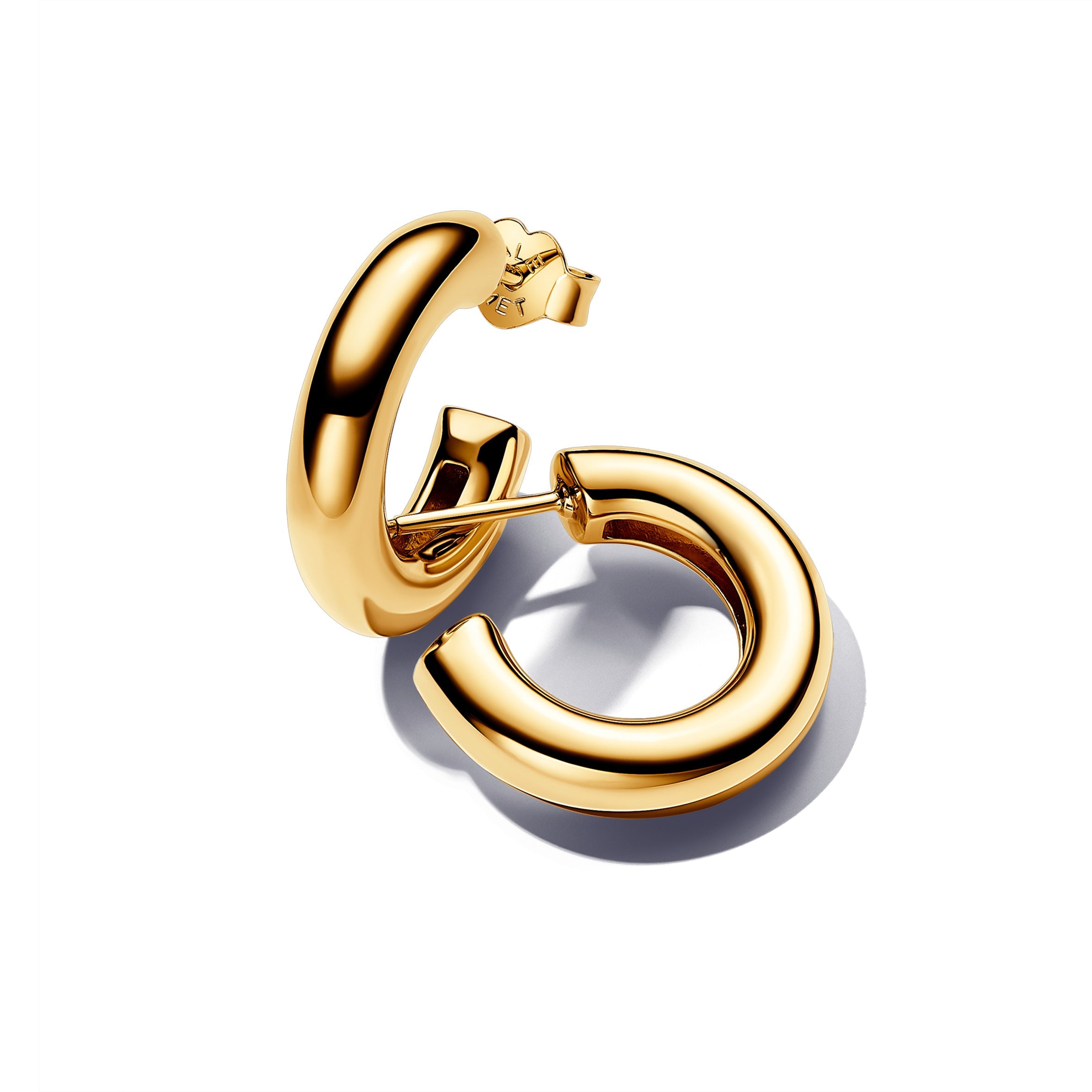 PANDORA Round Open Hoop Earrings 14K Gold Plated Unique Metal Blend Statement Ring Jewelry Gift