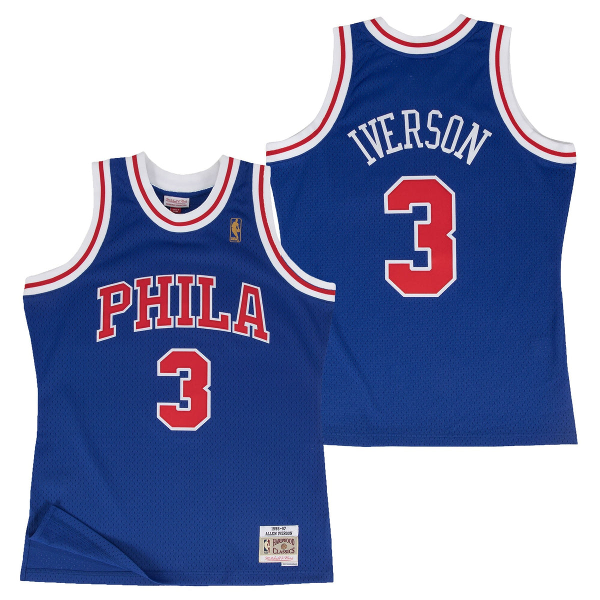 Philadelphia 76ers NBA Allen Iverson 1997 Hardwood Classics Alternate Swingman Jersey by Mitchell & Ness - Blue - Men's
