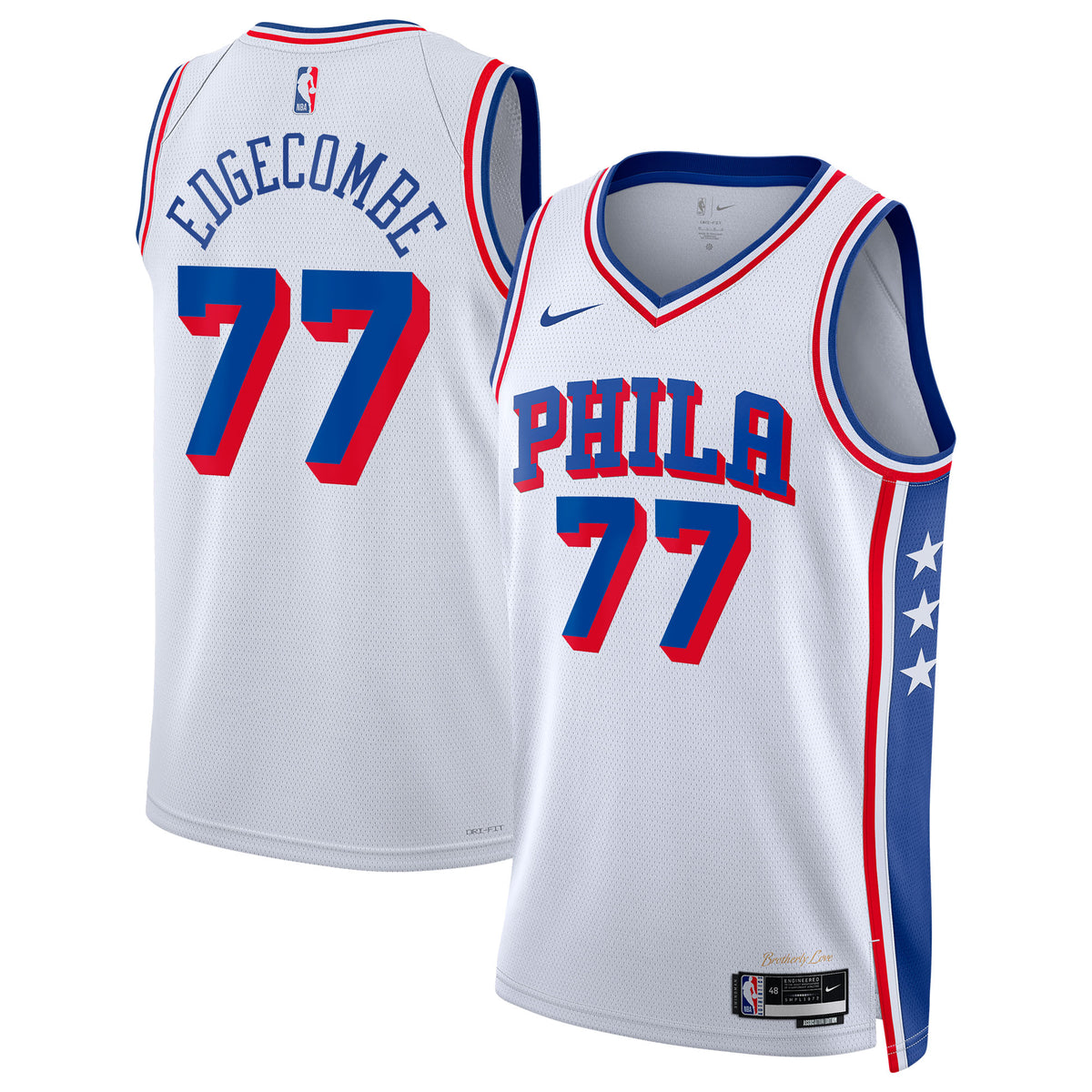 Philadelphia 76ers NBA Nike Association Edition Swingman Jersey - White - VJ Edgecombe - Unisex