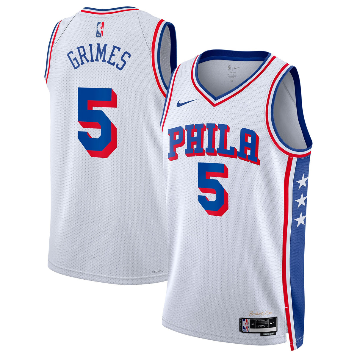 Philadelphia 76ers NBA Nike Association Edition Swingman Jersey - White - Quentin Grimes - Unisex