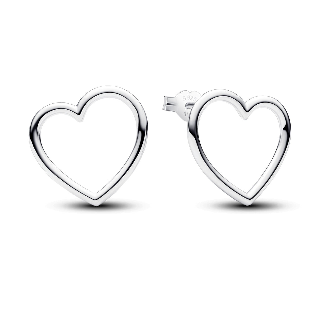 PANDORA Front-facing Heart Stud Earrings Sterling Silver Statement Ring Jewelry Gift