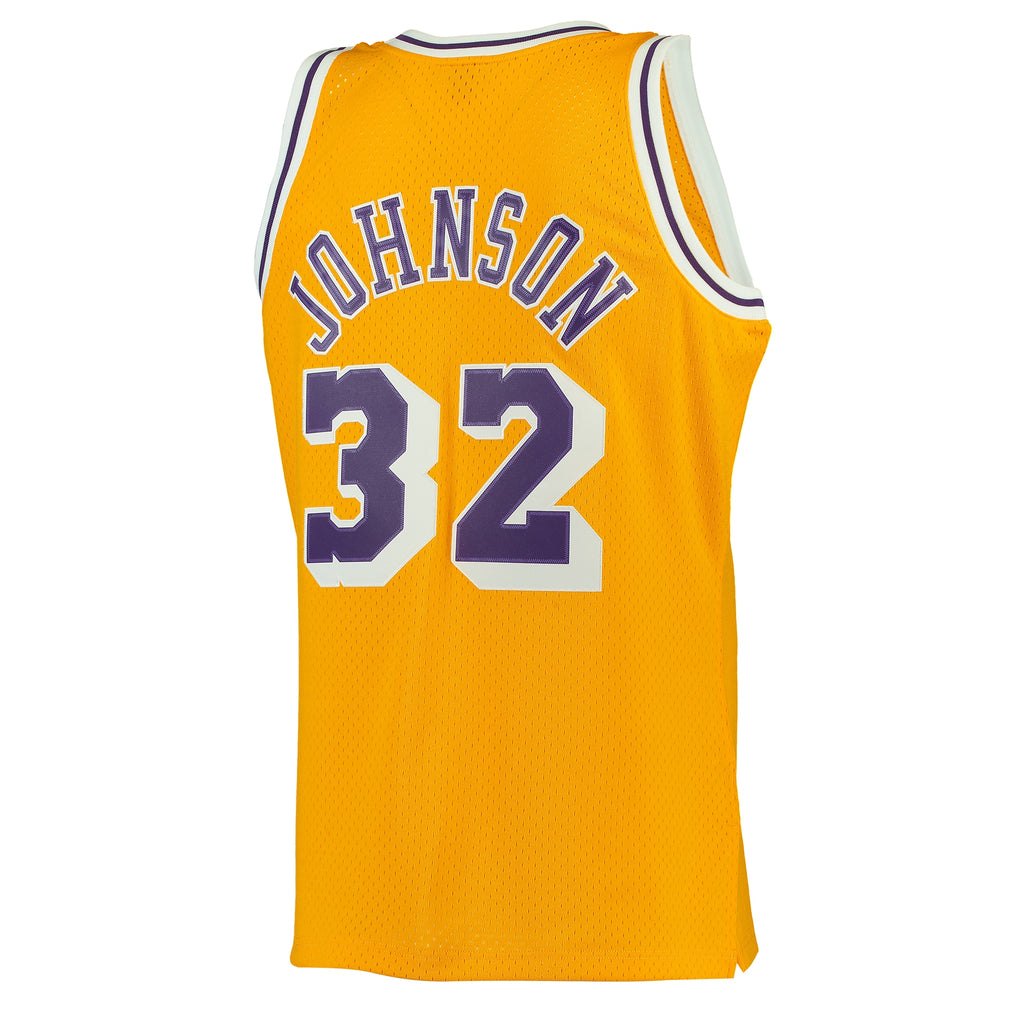 Los Angeles Lakers NBA Men's Mitchell & Ness Magic Johnson Gold 1984-85 Hardwood Classics Swingman Jersey