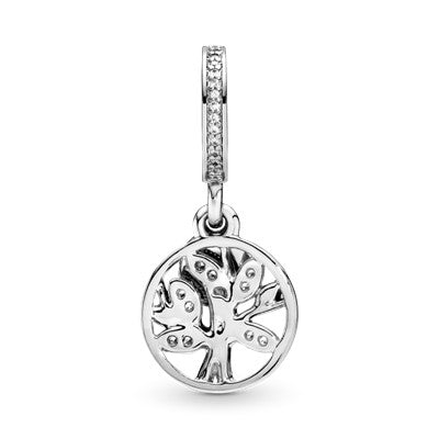 PANDORA Family Tree Silver Dangle With 14K And Clear Cubic Zirconia Sterling Silver Charms Bracelet Charm Jewelry Gift