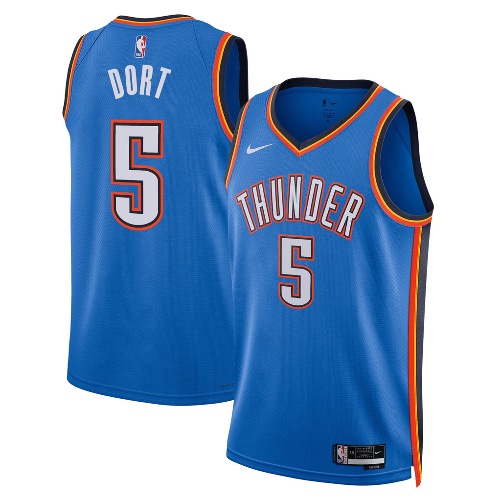 Oklahoma City Thunder NBA Nike Icon Edition Swingman Jersey - Blue - Luguentz Dort - Unisex