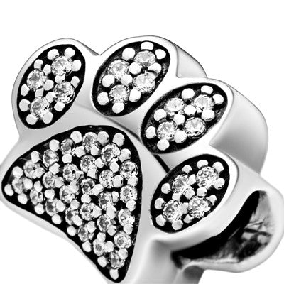 PANDORA Paw Silver Charm With Cubic Zirconia Charms Bracelet Charm Jewelry Gift