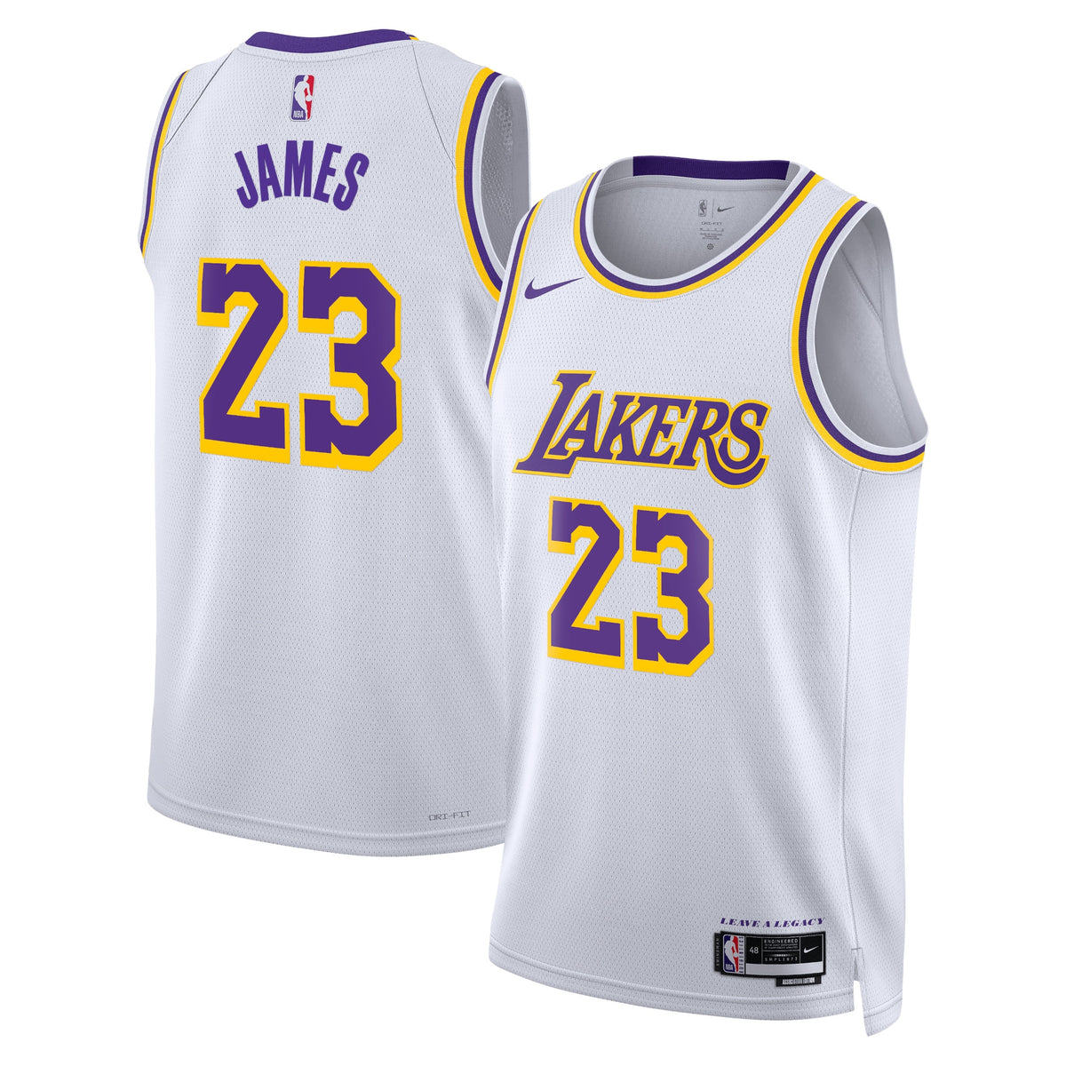 Los Angeles Lakers NBA Nike Association Edition Swingman Jersey - White - LeBron James - Unisex
