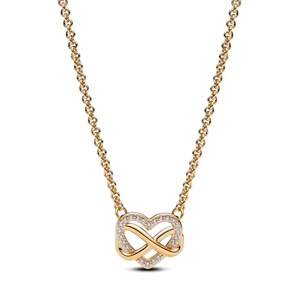 PANDORA 14K Gold Plated Infinity Heart Gift Set 14K Gold Plated Unique Metal Blend Giftsets Fashion Jewelry Gift For Women