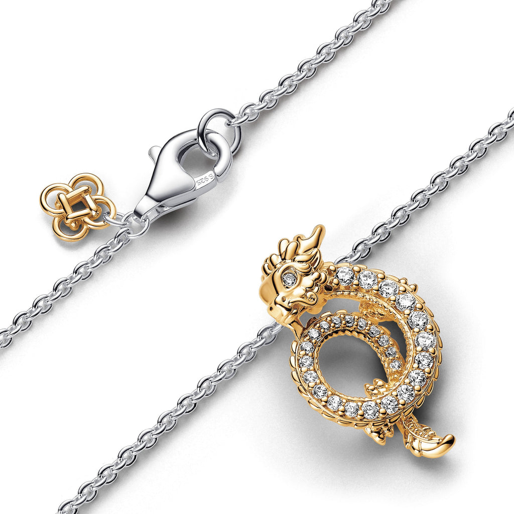 PANDORA Two-tone Chinese Year Of The Dragon Collier Necklace Necklaces Pendant Necklace Jewelry Gift