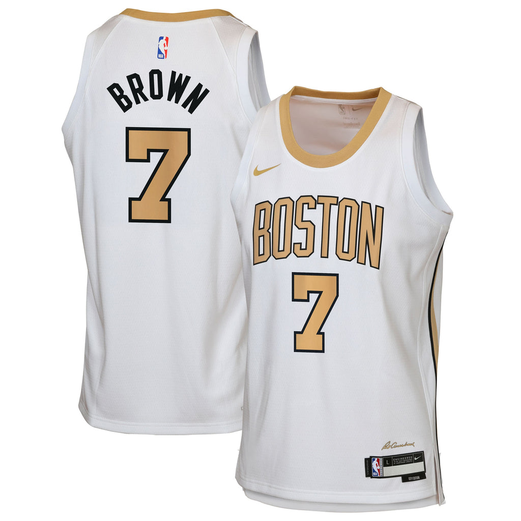 Boston Celtics NBA Nike 2025/26 City Edition Swingman Jersey - White - Jaylen Brown - Youth