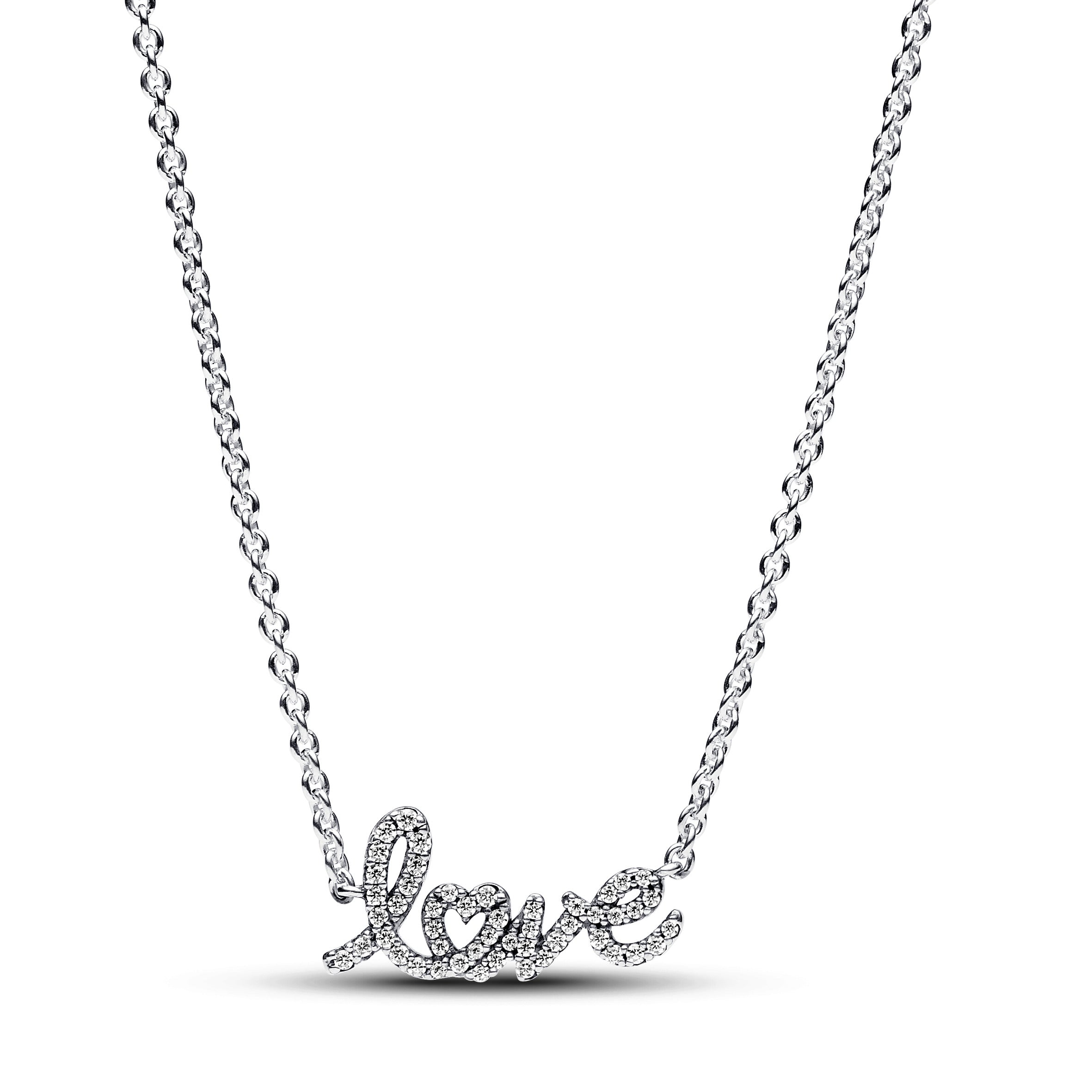 PANDORA Sparkling Handwritten Love Collier Necklace Necklaces Pendant Necklace Jewelry Gift
