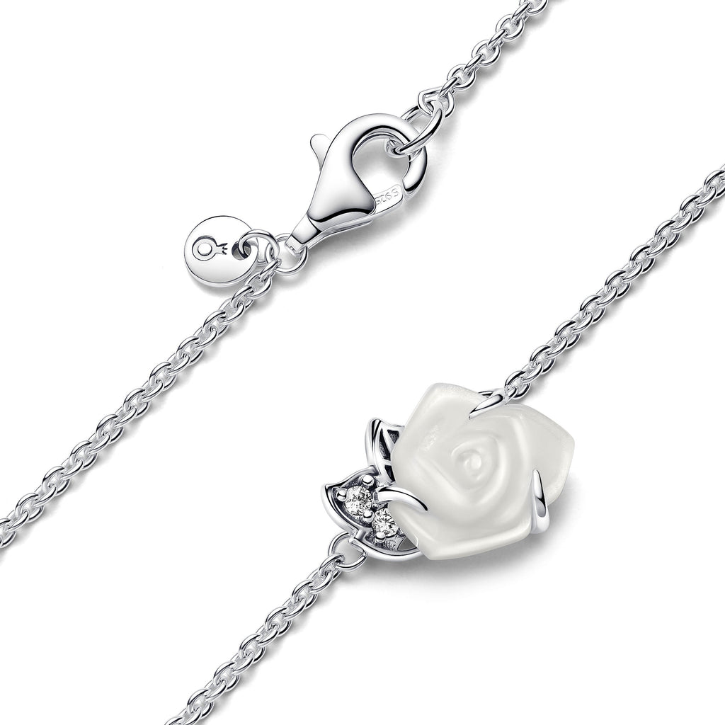 PANDORA White Rose In Bloom Collier Necklace Charms Bracelet Charm Jewelry Gift
