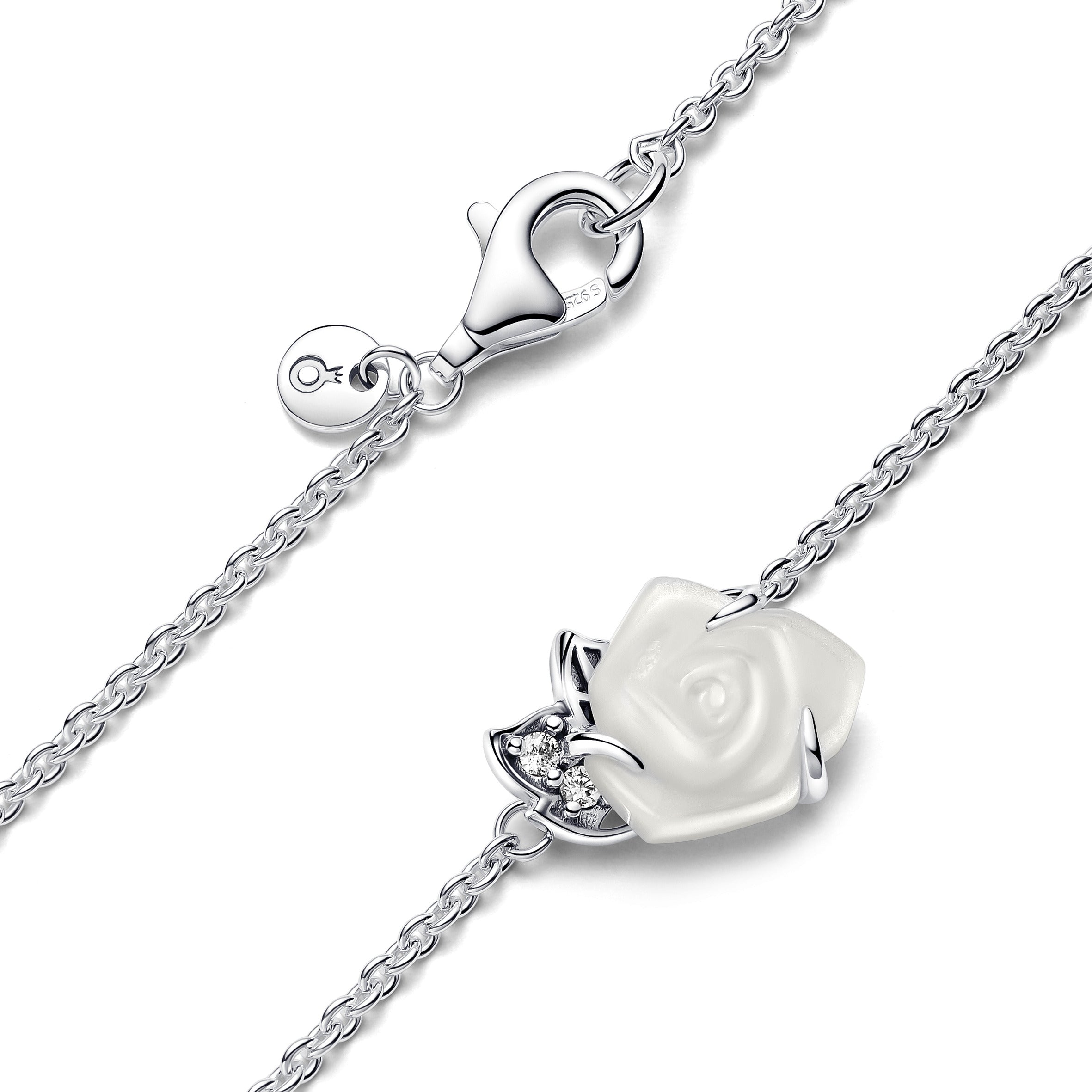 PANDORA White Rose In Bloom Collier Necklace Charms Bracelet Charm Jewelry Gift