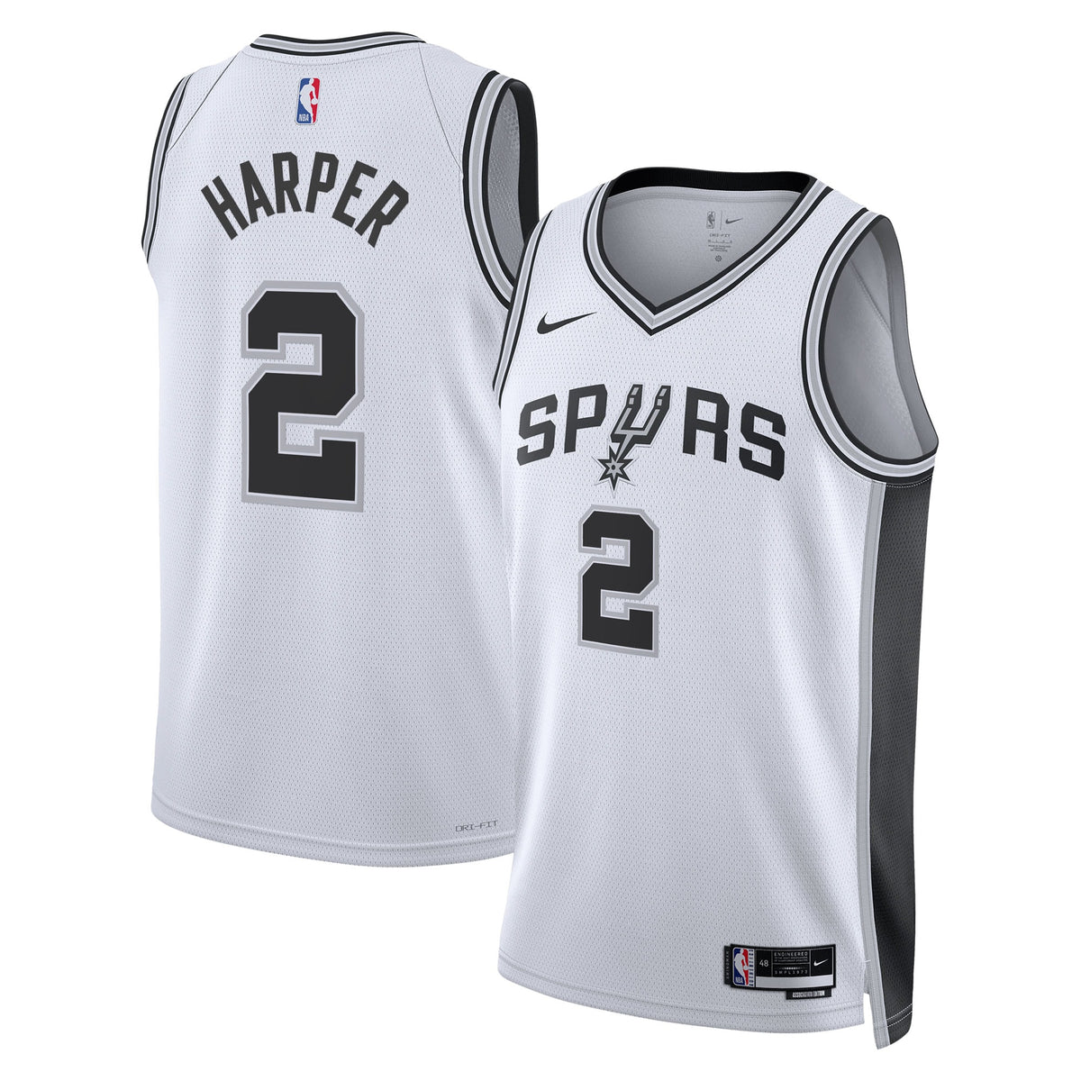 San Antonio Spurs NBA Nike Association Edition Swingman Jersey 2025 First Round Draft Pick - White - Dylan Harper - Unisex