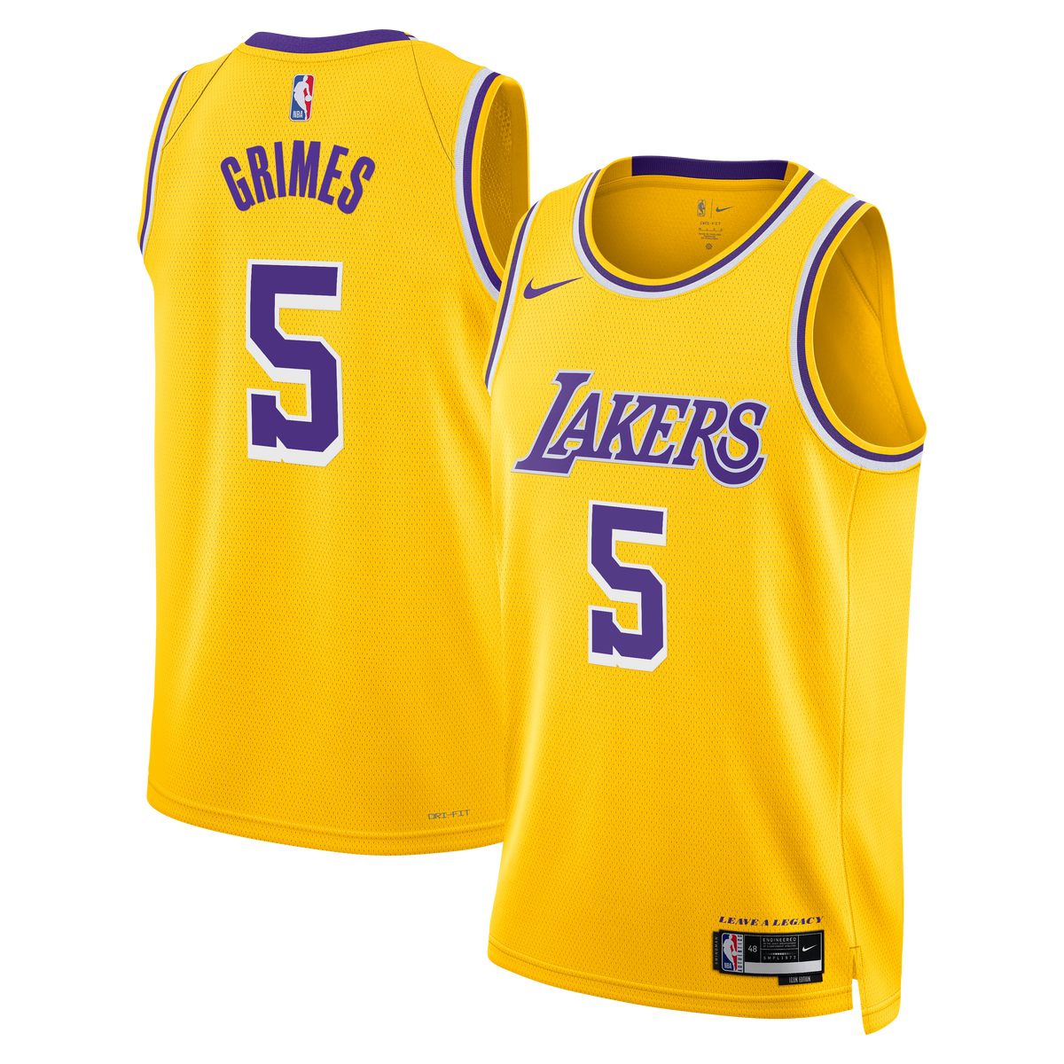 Los Angeles Lakers NBA Nike Icon Edition Swingman Jersey - Gold - Quentin Grimes - Unisex
