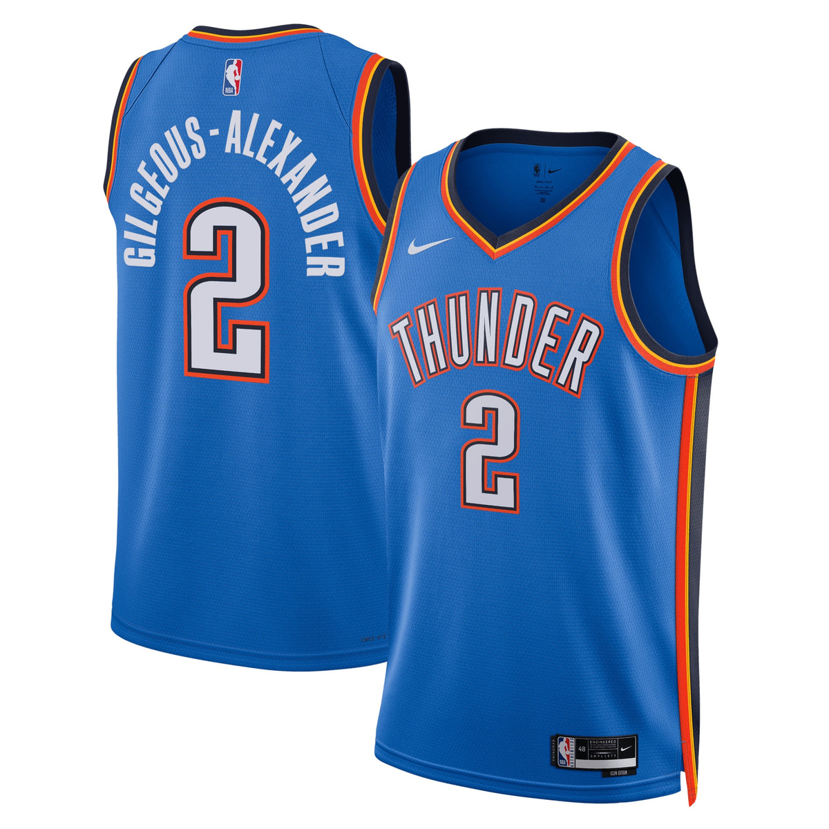 Oklahoma City Thunder NBA Nike Icon Edition Swingman Jersey - Blue - Shai Gilgeous-Alexander - Unisex