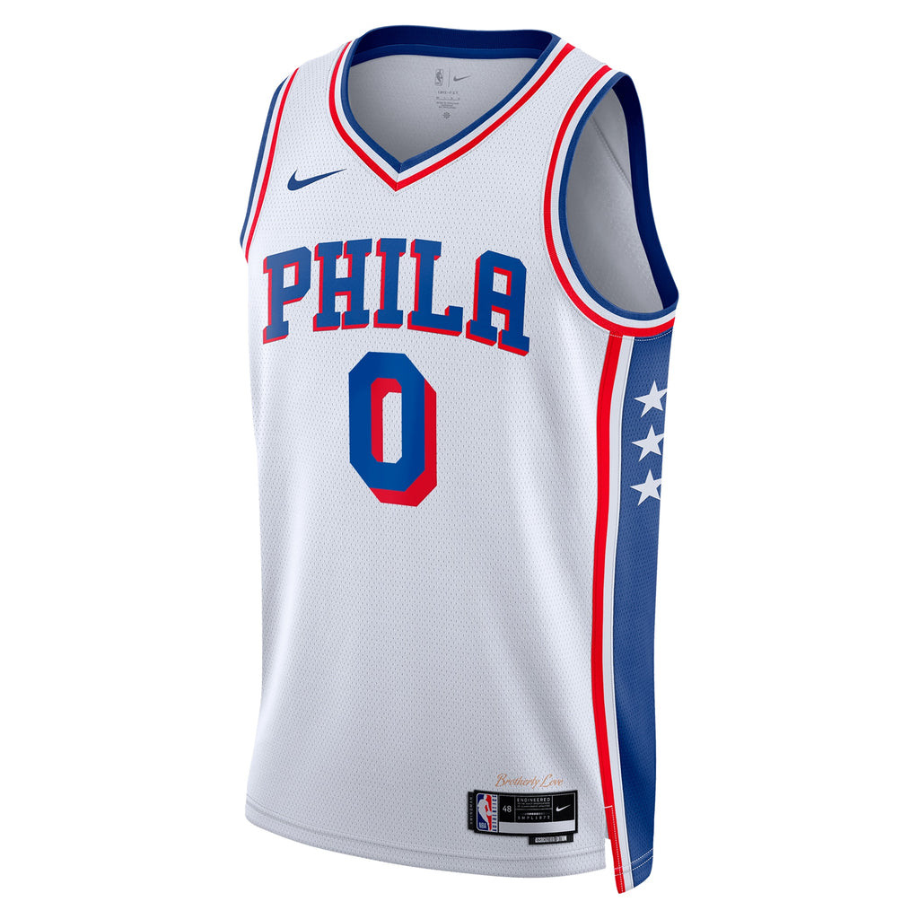 Philadelphia 76ers NBA Nike Association Edition Swingman Jersey - White - Tyrese Maxey - Unisex