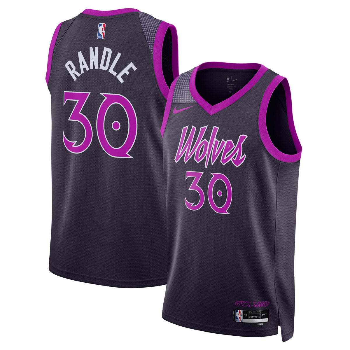Minnesota Timberwolves NBA Nike 2025/26 City Edition Swingman Jersey - Black - Julius Randle - Unisex