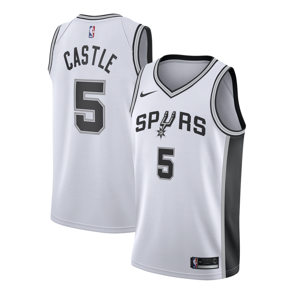 San Antonio Spurs NBA Nike Association Edition Swingman Jersey – White - Stephon Castle - Youth