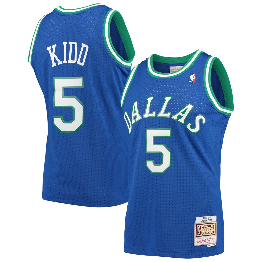 Dallas Mavericks NBA Men's Mitchell & Ness Jason Kidd Blue 1994-95 Hardwood Classics Swingman Player Jersey